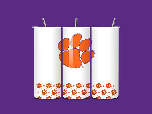 Clemson Tumbler - Glitter Ribbon