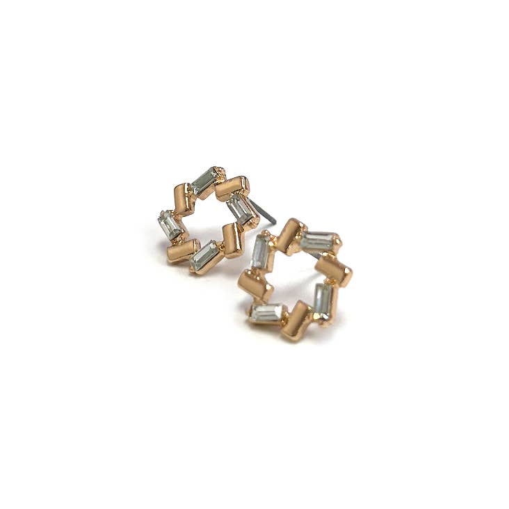 Baguette Wreath Shaped Post Earrings