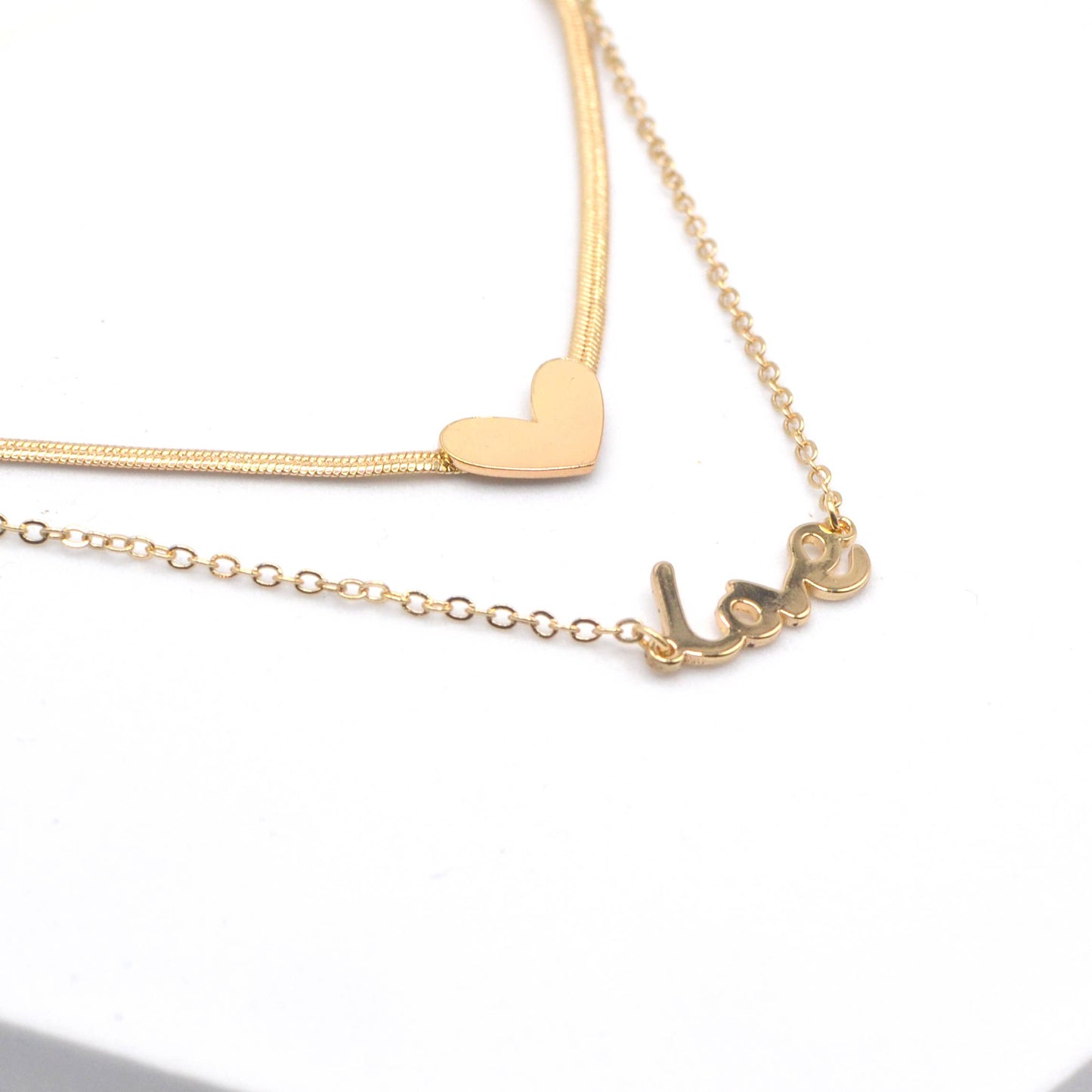 Double Stand Love Letter and Heart Pendant Necklace