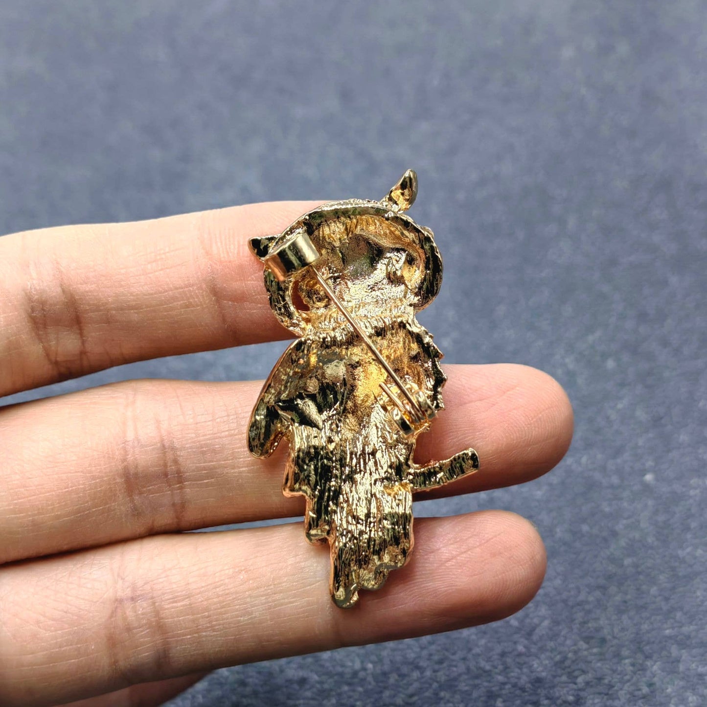 Rhinestone Owl Brooch