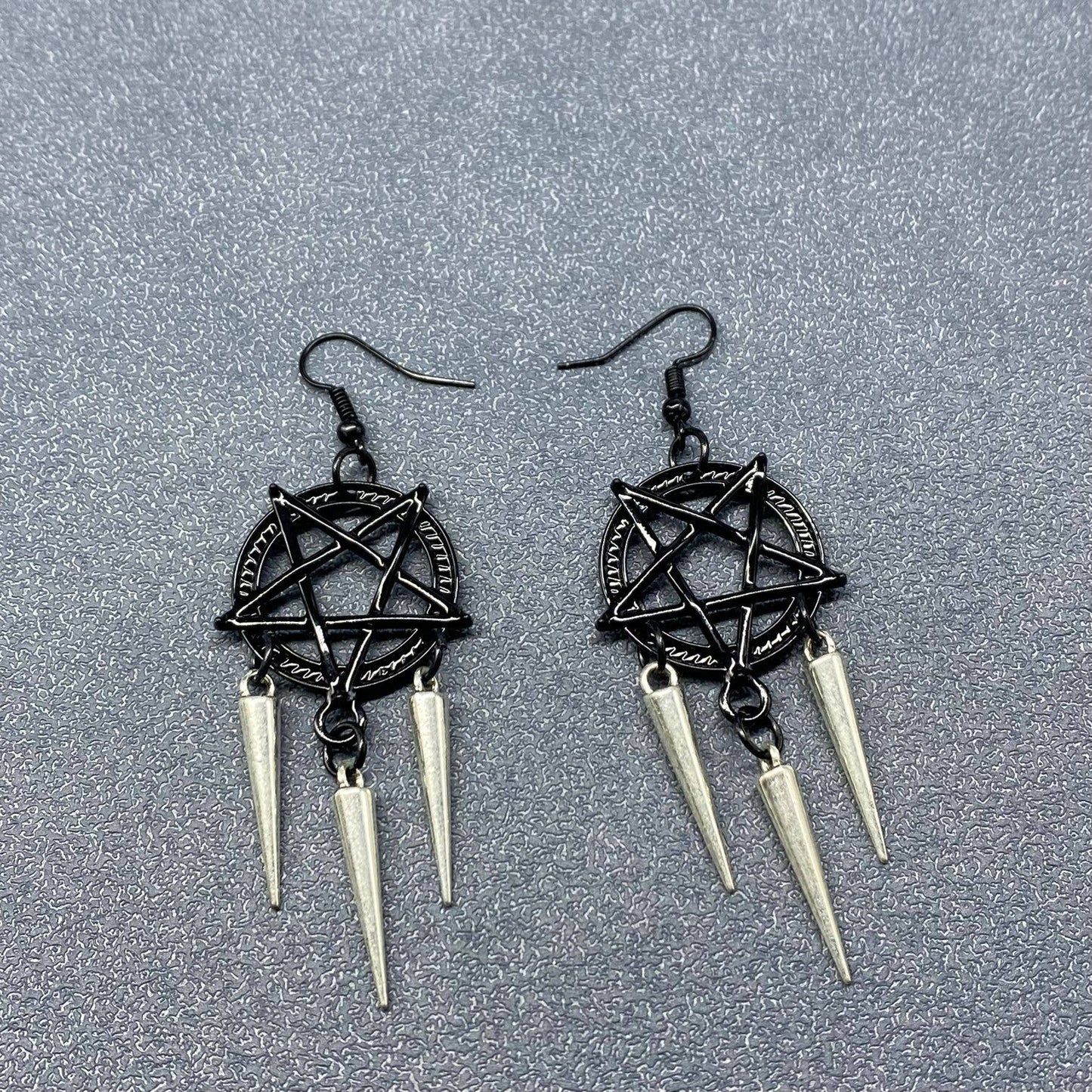 Pentagram Spike Drop Earrings