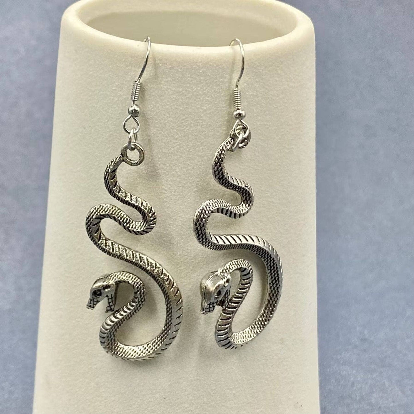 Silver Snake Dangle Earrings