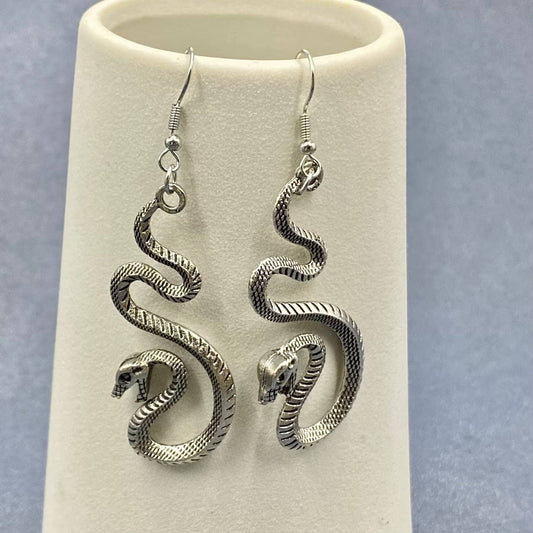 Silver Snake Dangle Earrings