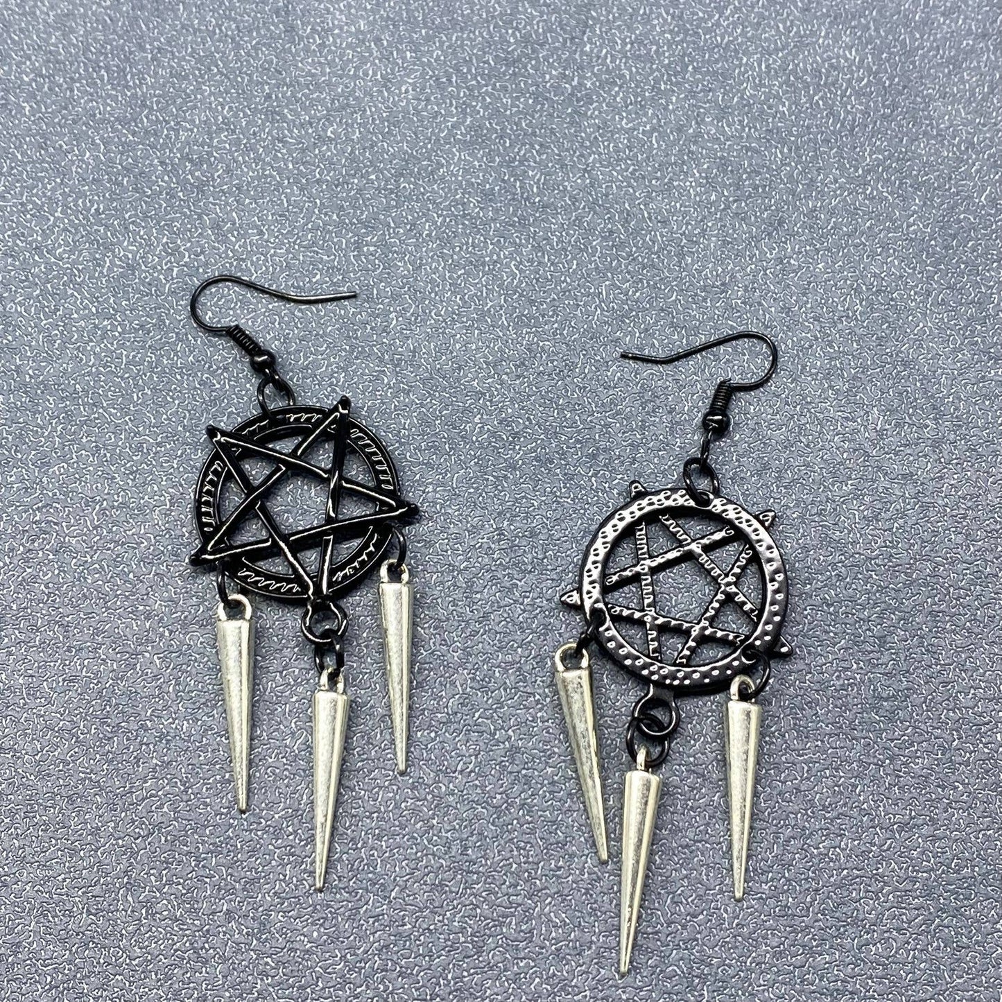 Pentagram Spike Drop Earrings