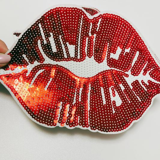 10" Kiss Kiss Red Lips -  SEQUIN Patch