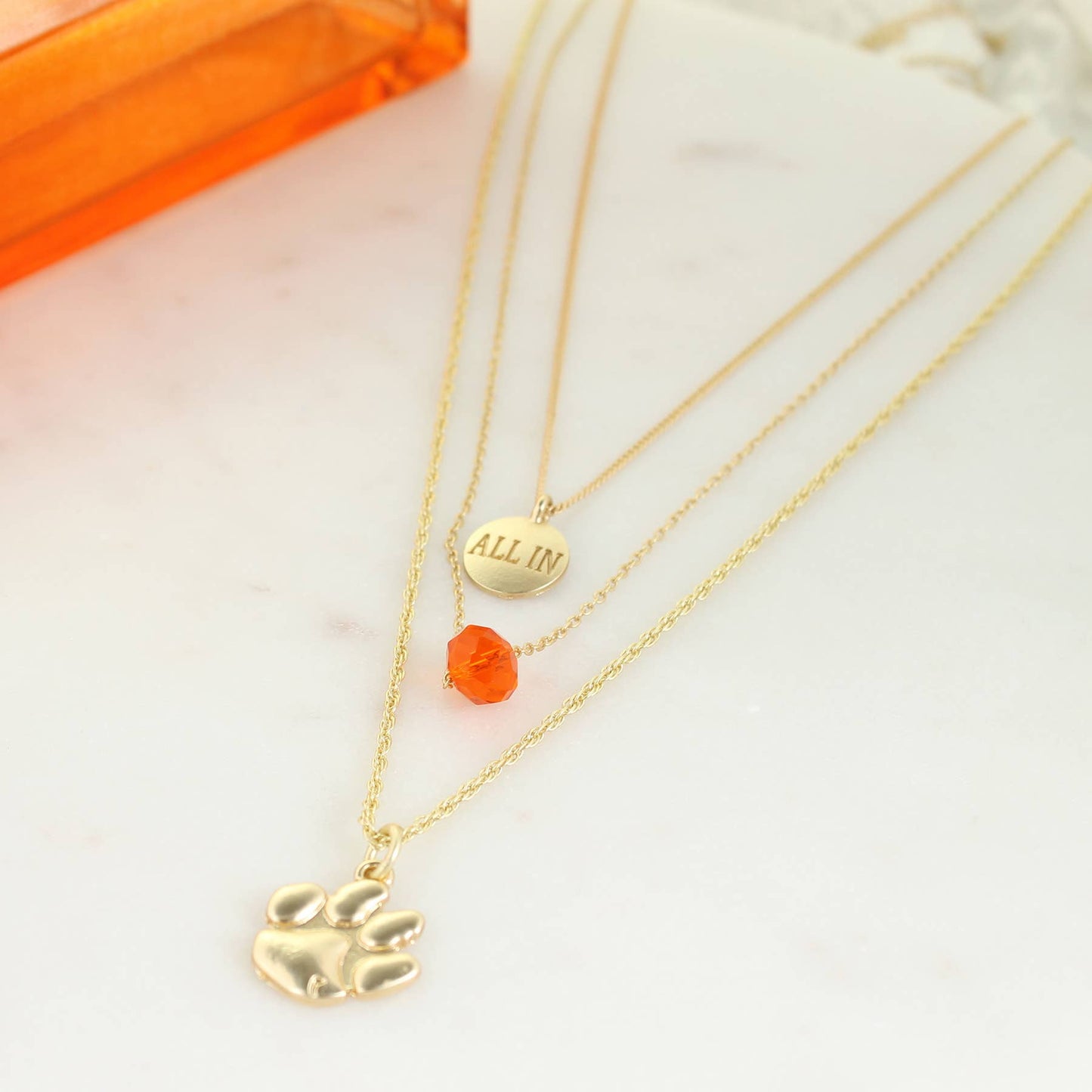 Clemson Gold Logo Trio Necklace Set, Officially Licensed