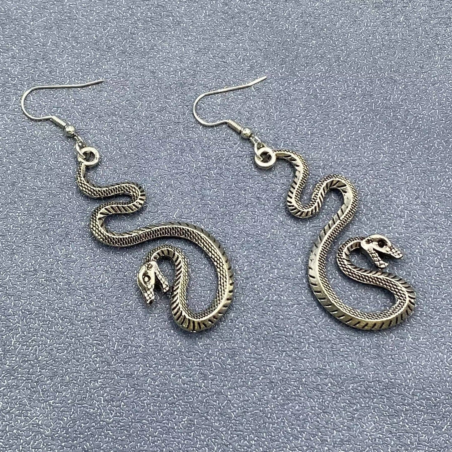 Silver Snake Dangle Earrings