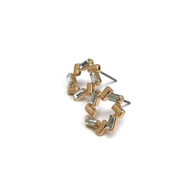 Baguette Wreath Shaped Post Earrings