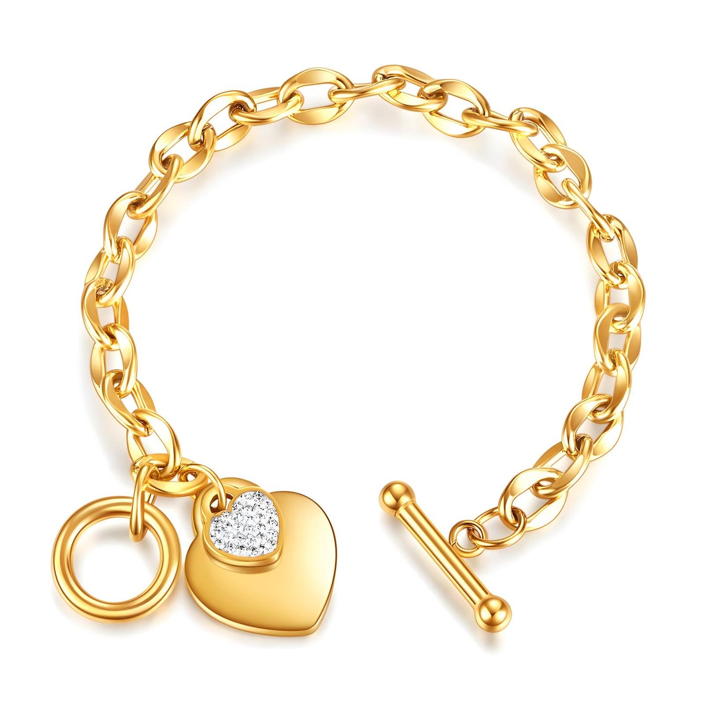 18K gold plated Stainless steel Hearts bracelet