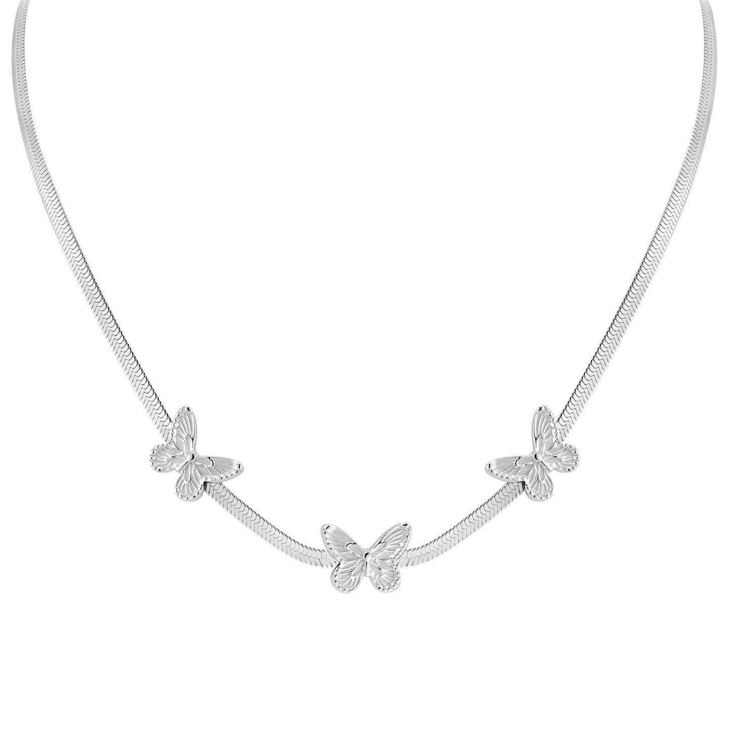 Stainless steel  Butterflies necklace