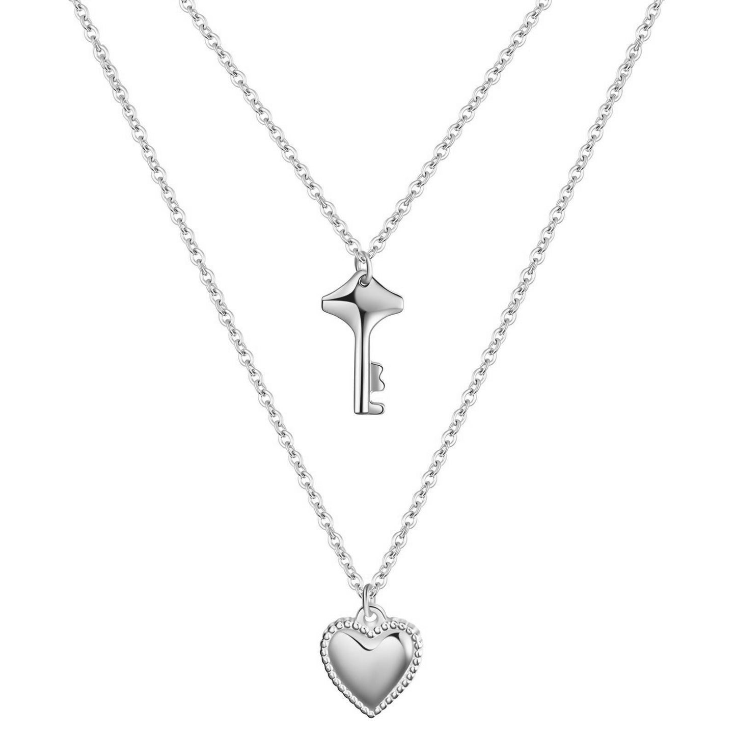 Stainless steel  Heart and Key necklace