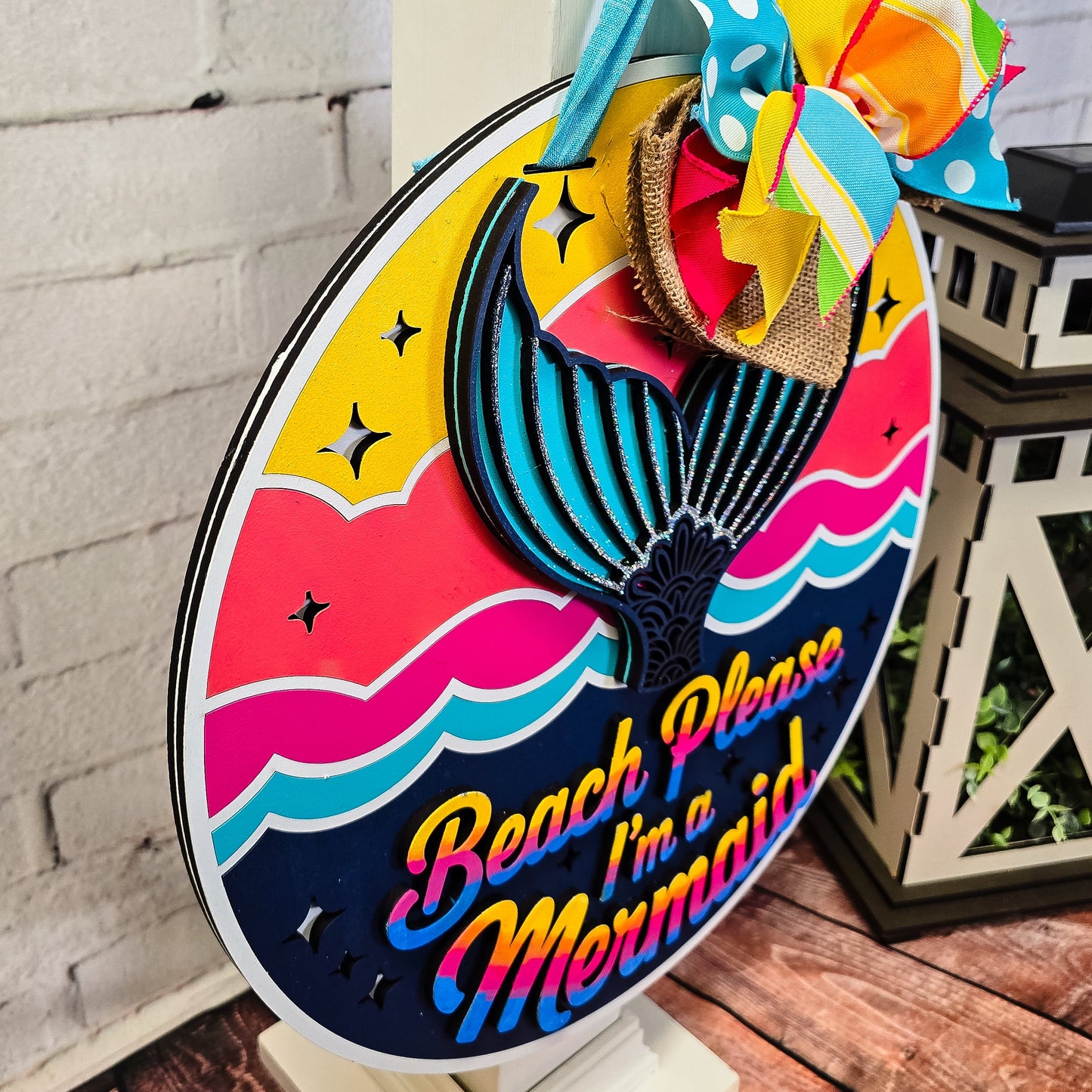 Beach Please Im a Mermaid Door Hanger