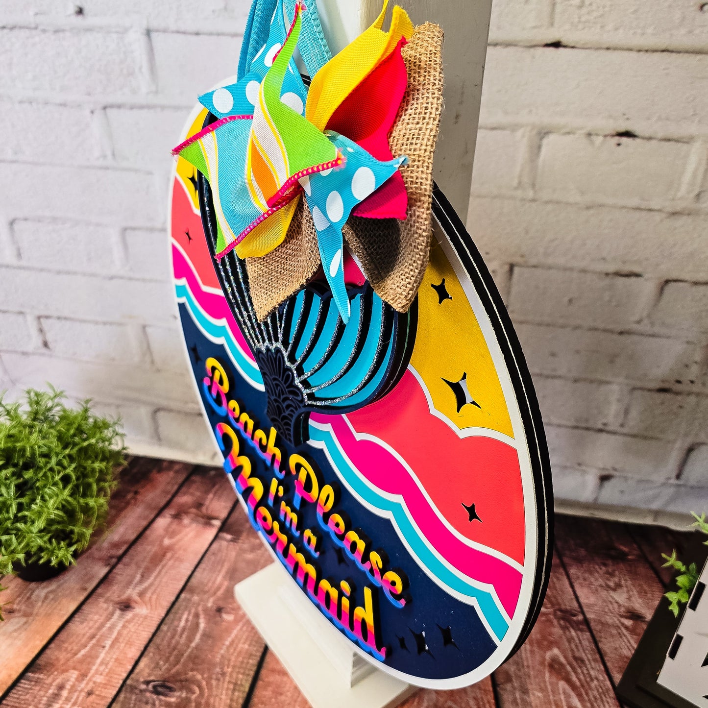 Beach Please Im a Mermaid Door Hanger