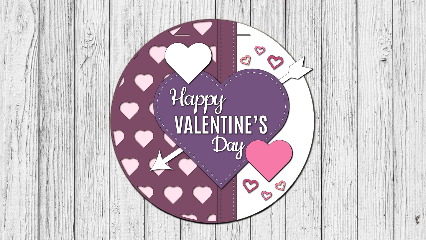 Happy Valentines Day Hearts Arrow Door Hanger