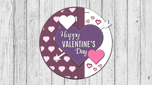 Happy Valentines Day Hearts Arrow Door Hanger