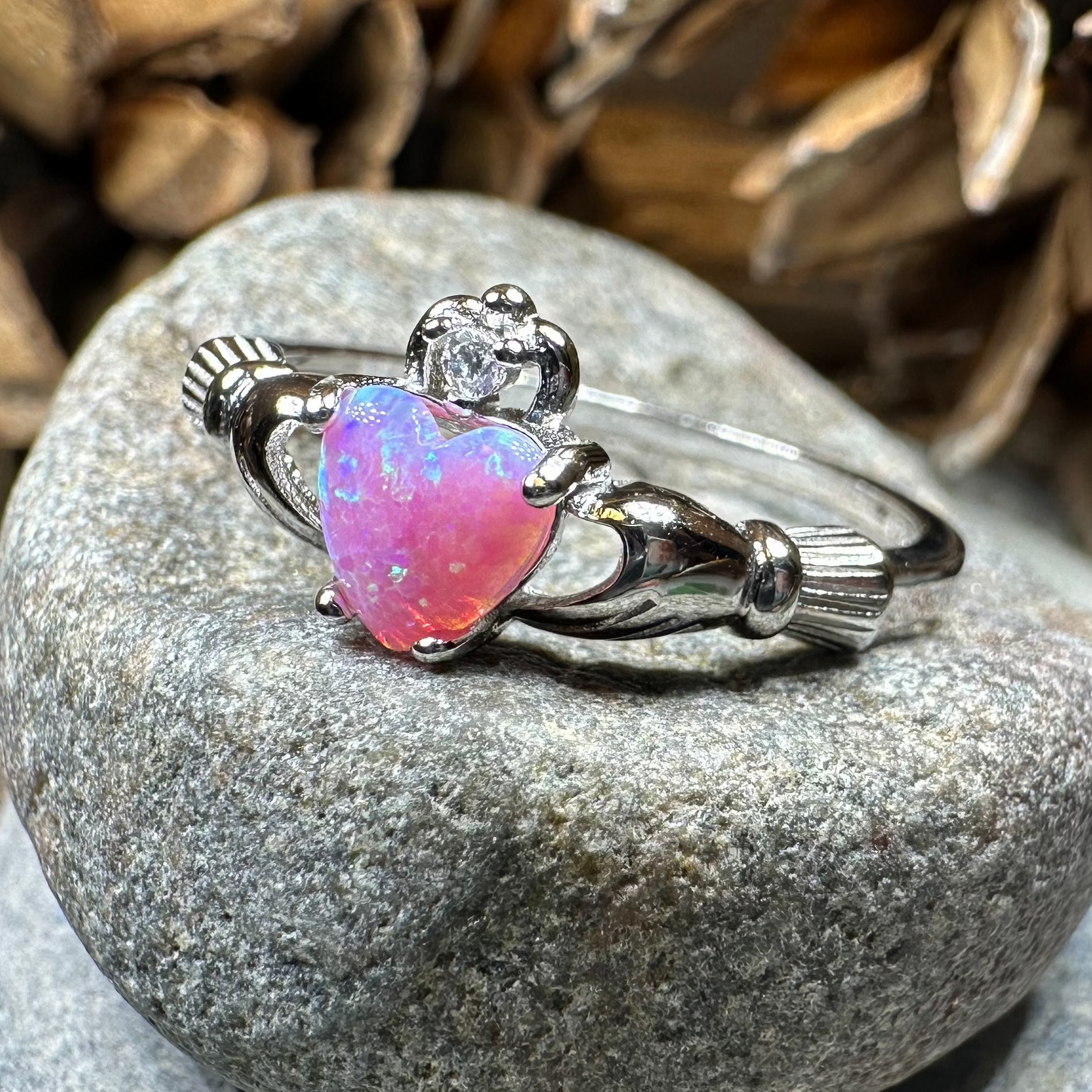 Glencora Claddagh Pink Opal Ring