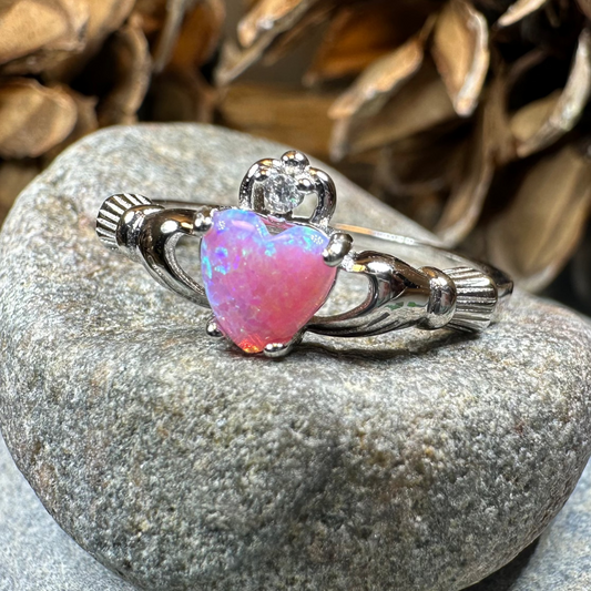 Glencora Claddagh Pink Opal Ring