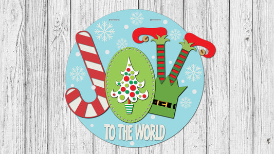 JOY to the world Elf Door Hanger