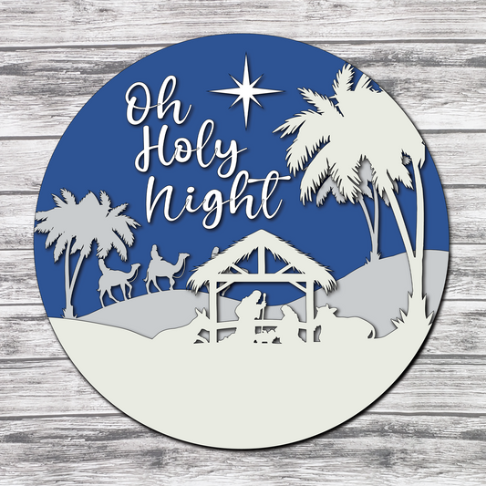 3D Oh Holy Night Nativity Scene Door Hanger