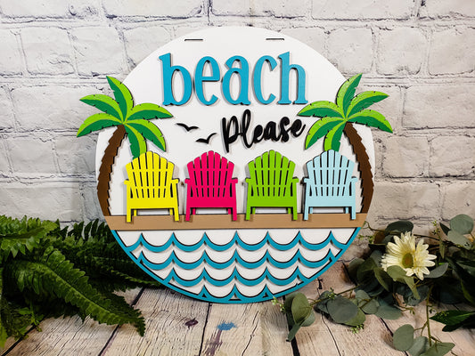 Beach Please Door Hanger