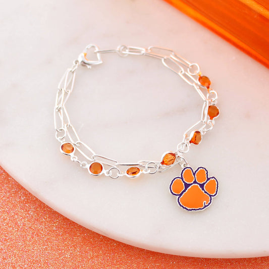 Clemson Enamel Logo Bracelet, Officially Licensed