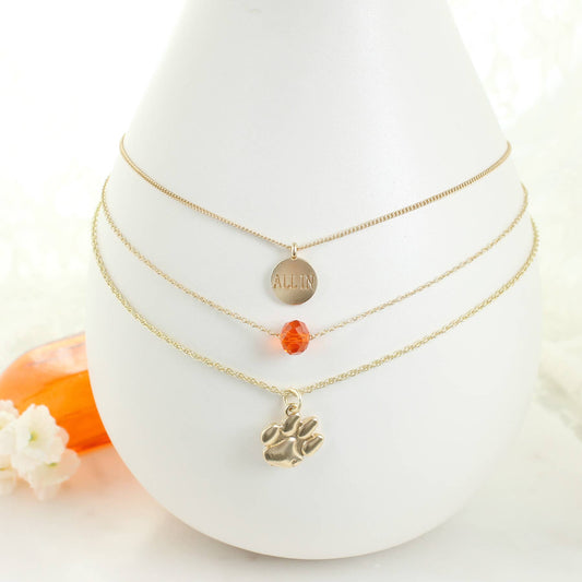 Clemson Gold Logo Trio Necklace Set, Officially Licensed