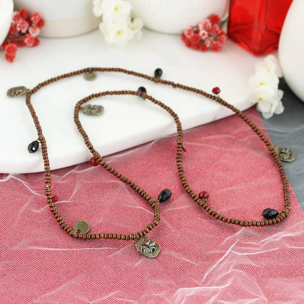 South Carolina Wood Bead Stretch Necklace-Bracelet, Officially Licensed