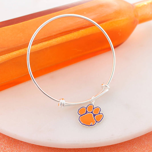 Clemson Enamel Logo Wire Bracelet, Officially Licensed
