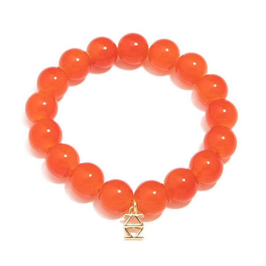 Glass Bead Stretch Bracelet - Orange