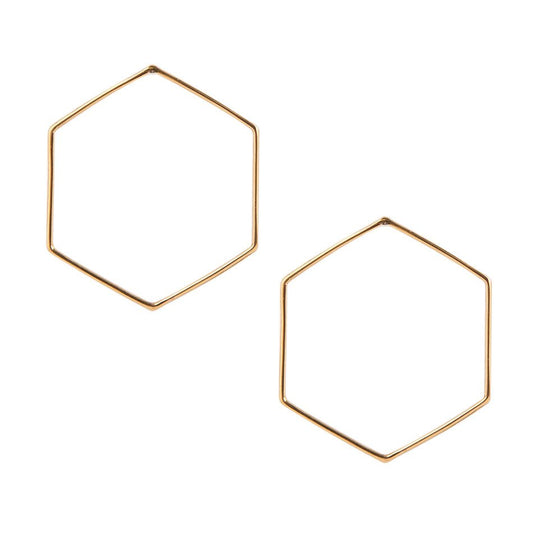 Bronze Hexagon Front Hoop Earrings