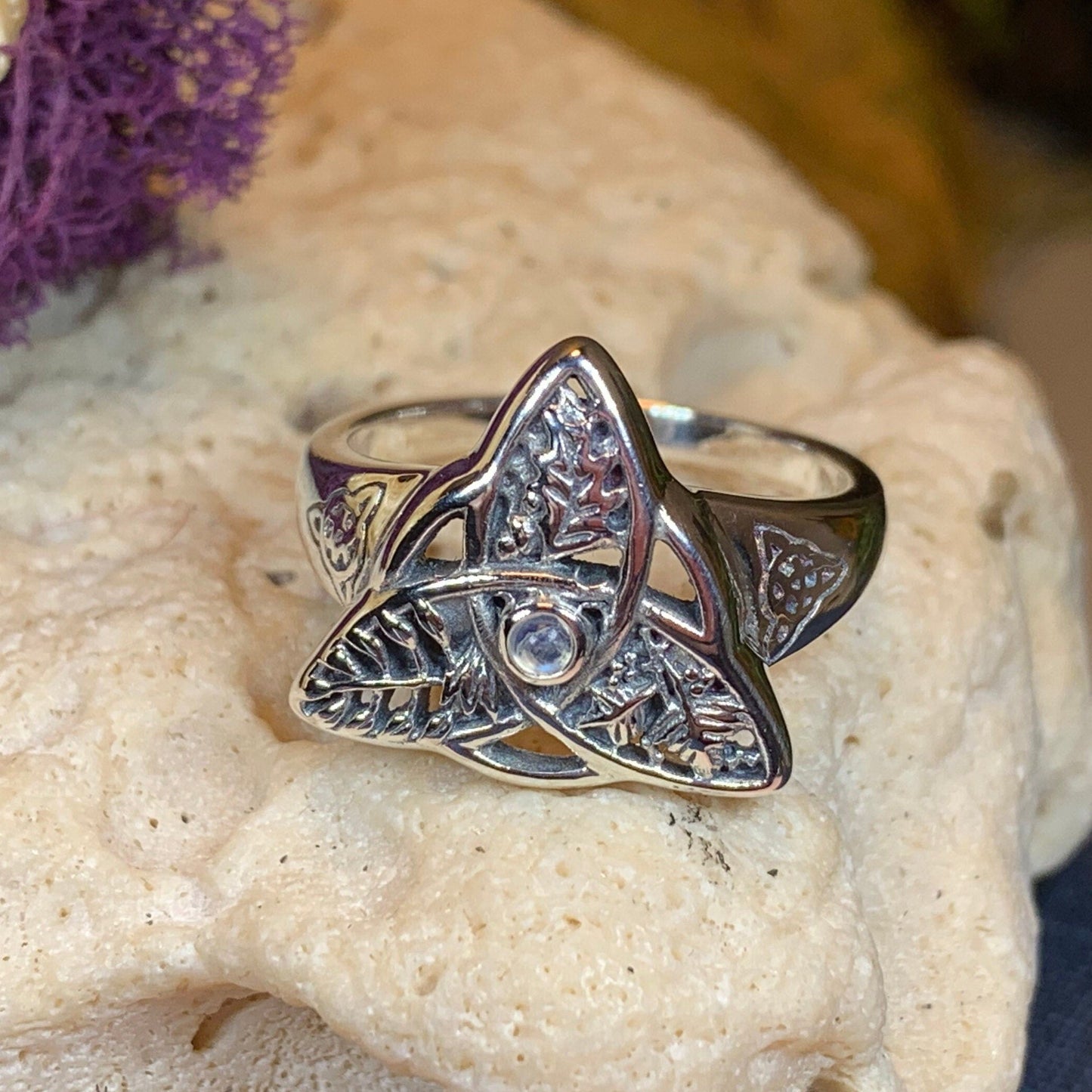 Oak Ash Thorn Moonstone Ring