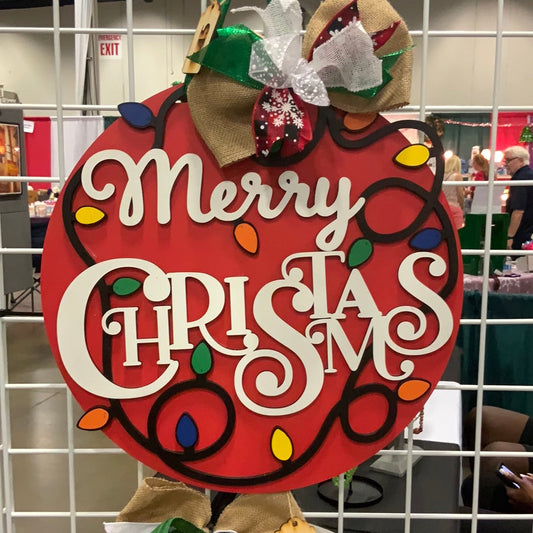 Merry Christmas Lights Door Hanger