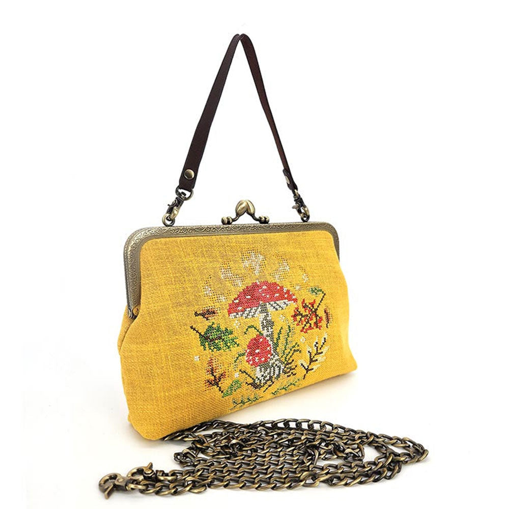 Moon Phases Mushroom Vintage-Inspired Kisslock Handbag