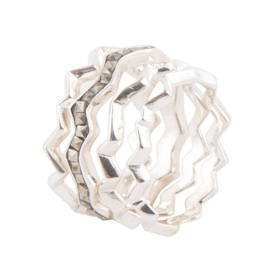 Marcasite and Sterling Silver Stack Ring Set